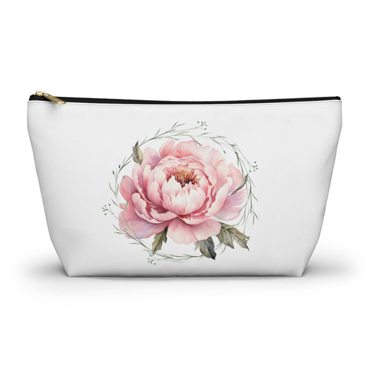 Pink Peony Floral Accessories Bag