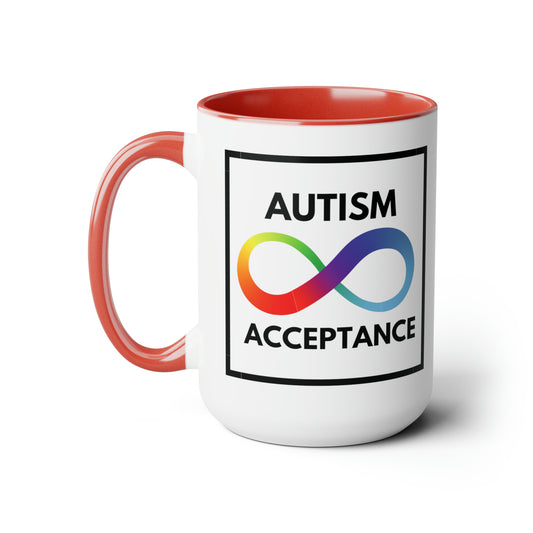 Autism Acceptance Mug.  Two-Tone Coffee Mugs, 15oz